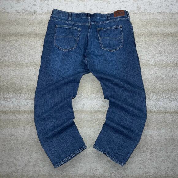 Vintage Y2K Lee Jeans 42x30 Straight Fit Tapered Leg Dark Wash Extreme Motion - Picture 1 of 4